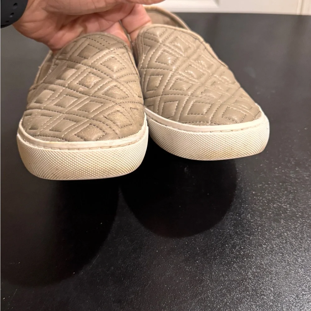 Tory Burch taupe Quilted Slip-On leather Sneakers